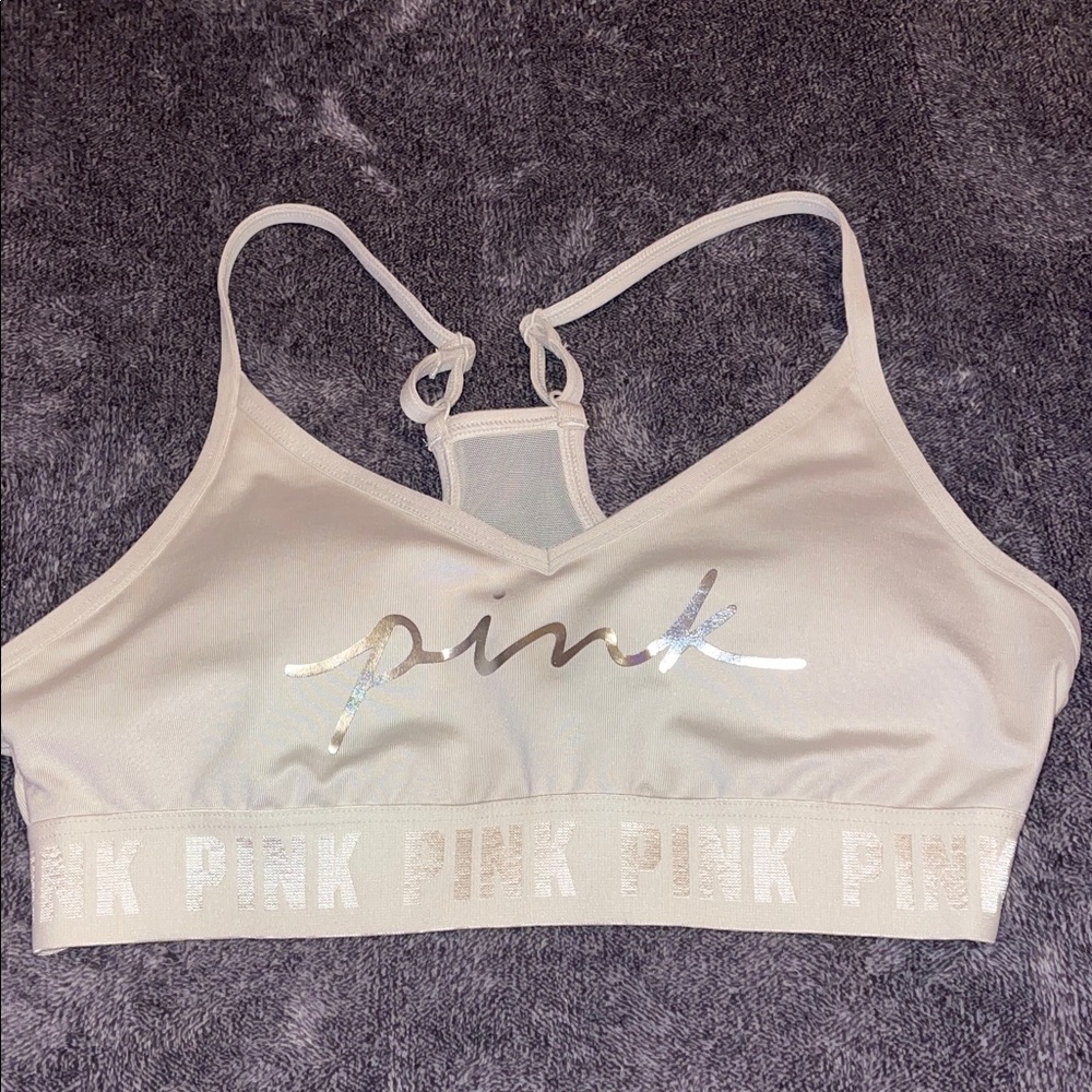 Pink Sports Bra with Logo